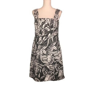 MADISON Sz 10 Women's Black & White Pockets Sleeveless Square Neck Floral Dress